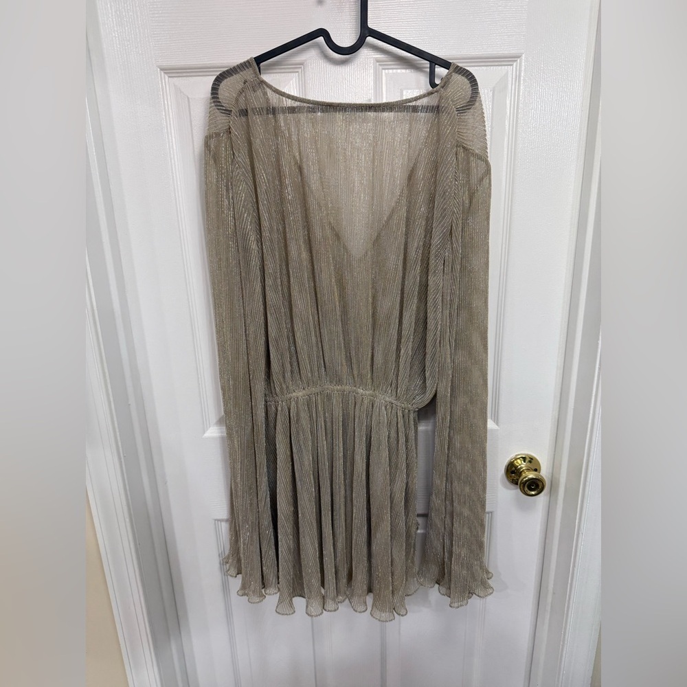 Caroline Constas Sheer Bell Sleeve Iridescent Mini Dress Size S Holiday Party - Picture 5 of 5